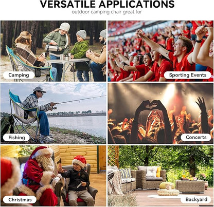 Oversized Camping Chair for Adults – Heavy Duty Folding Chair with Cup Holders, Storage Pocket & Carry Bag – Outdoor Padded Camp Chair for Camping, Backyard, Fishing & Sports – Supports 400lbs