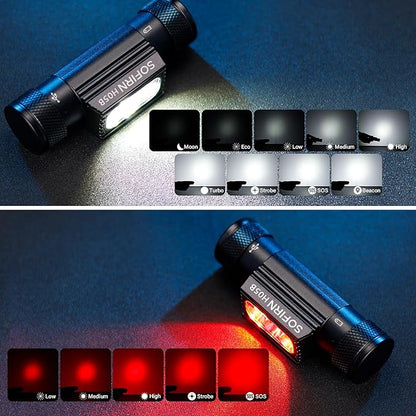 sofirn Bright Red Headlamp Rechargeable, H05B 1200 Lumens Lightweight Head Flashlight with Red Light, Adjustable Headband, 180 Degree Movable Tilt, Head Lamp for Adults Camping Hiking Fishing