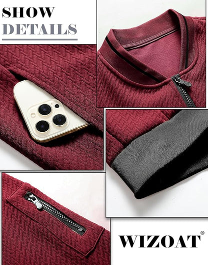 Mens Casual Jacket Loose Fit Lightweight Jacket Varsity Bomber Jacket with Zipper