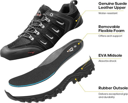 NORTIV 8 Men's Waterproof Hiking Shoes Leather Low-Top Hiking Shoes for Outdoor Trailing Trekking Camping Walking Quest