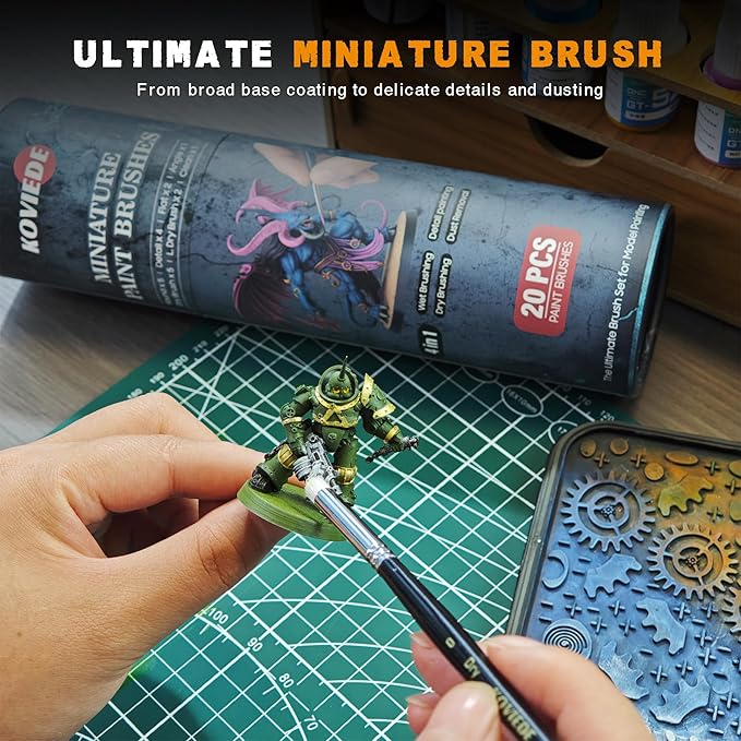 Miniature Paint Brushes Dry Brush, 20PCS Fine Detail Paint Brush Set for Blending, Dusting, Acrylic Oil Watercolor Painting, Model Painting, Crafts, Paint by Numbers
