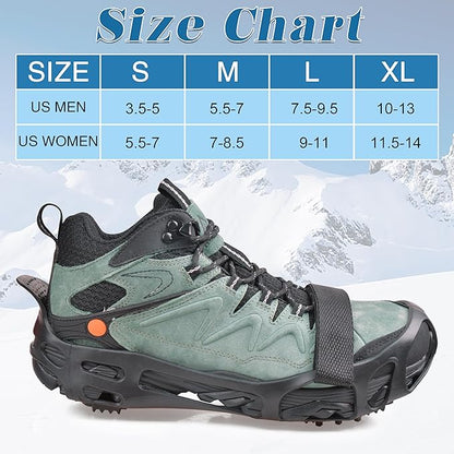 Ice Cleats Snow Traction Cleats Crampon for Walking on Snow and Ice Non-Slip Overshoe Rubber Anti Slip Crampons Slip-on Stretch Footwear