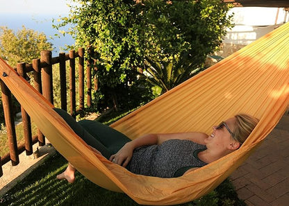 KAMMOK: Roo Single Ultra Light Hammock | Strong & 100% Recycled Fabric | Water Resistant, Ripstop Fabric | Comfortable, Packable, Lightweight (Adventure Grade, Ember Orange