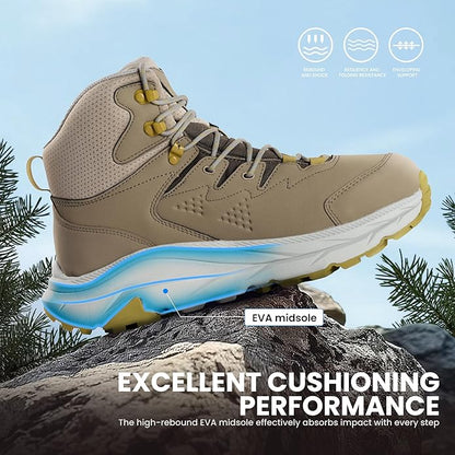 Men’s Waterproof Hiking Boots Lightweight Comfortable Durable Slip-Resistant All-Terrain Mid Shoes for Outdoor & Daily Wear