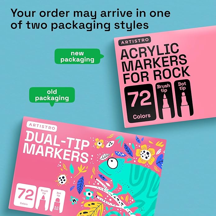 ARTISTRO Rock Acrylic Paint Markers - Rock Painting Kit for Arts & Crafts - Dual Tip Acrylic Paint Pens