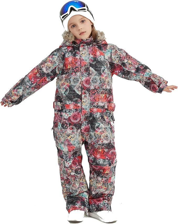 Kids Girls Boys Waterproof Colorful One Piece Snowsuits Coveralls Ski Suits Jackets Winter Jumpsuits