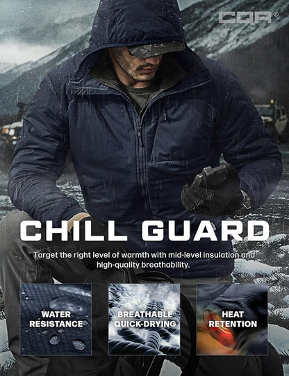 CQR Men's Lightweight Insulated Jacket, Windproof Packable Water Resistant Warm Active Coat for Hiking Work Outdoor Tactical