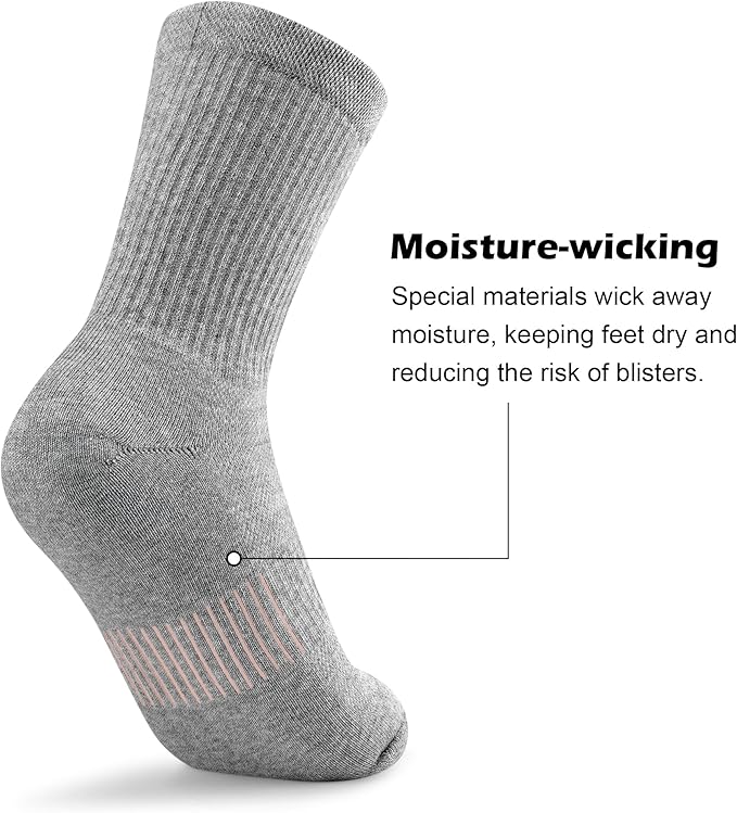 Gonii Women Athletic Crew Socks 5-6 Pairs - Comfort & Cushioned for Running, Hiking, Sports Arch Compression Socks