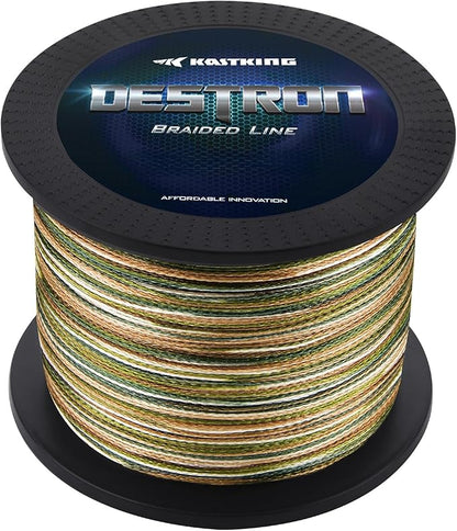 KastKing Destron Braided Fishing Line, Highly Abrasion Resistant, Improved Knot Strength, Ultra-Thin Diameter Superline, Zero Stretch & Memory, CFT “Color Fast Technology”, 75% Thinner Than Mono