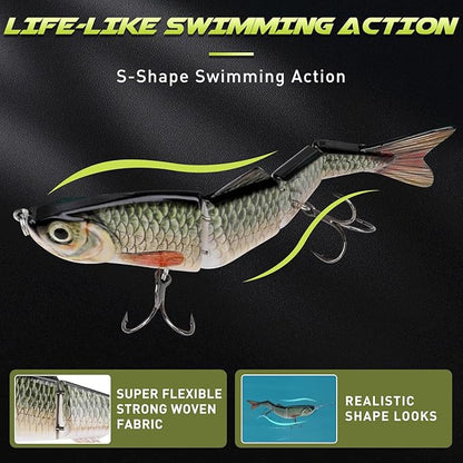 GOTOUR Fishing Lures for Freshwater or Saltwater, Easy to Use for Family Fishing Beginner and Pros, Most Lifelike Jointed Swimbait，Slow Sinking Bass Pike Panfish Walleye Lures, Fishing Gifts for Men
