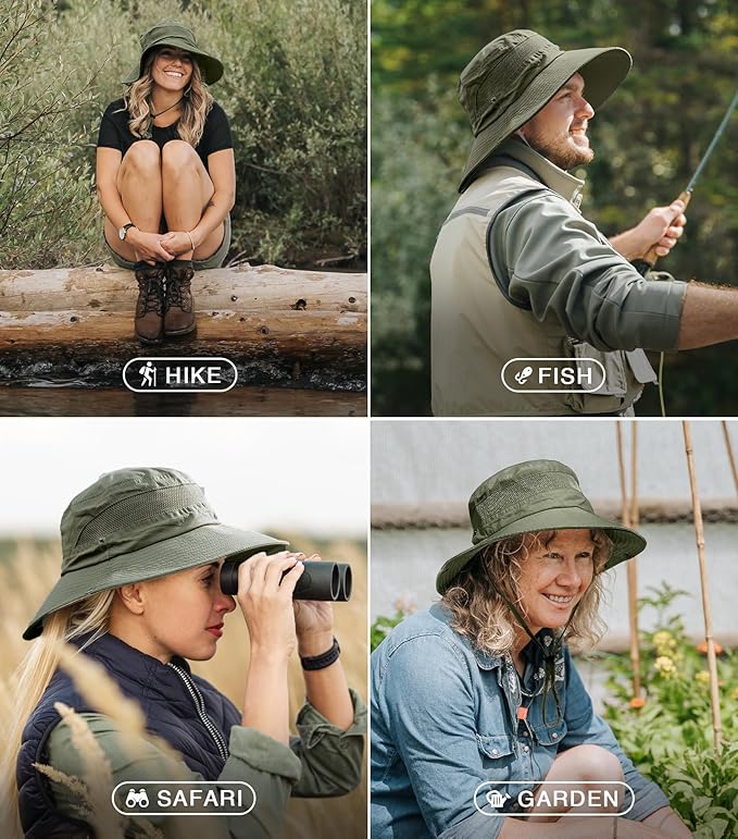 GearTOP Safari Hat for Men Sun Hats for Women UV Protection UPF 50+ Fishing, Gardening, Hiking Hat (22-23 1/2")