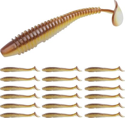 RUNCL Swimbaits Paddle 10/20/30/40PCS, 5/4/3/2 Inchs Paddle Tail, Soft Lure for Trout Crappie Bass, Durable Plastic Bait Swimmer for Saltwater/Freshwater, Fishing Lover's Gift