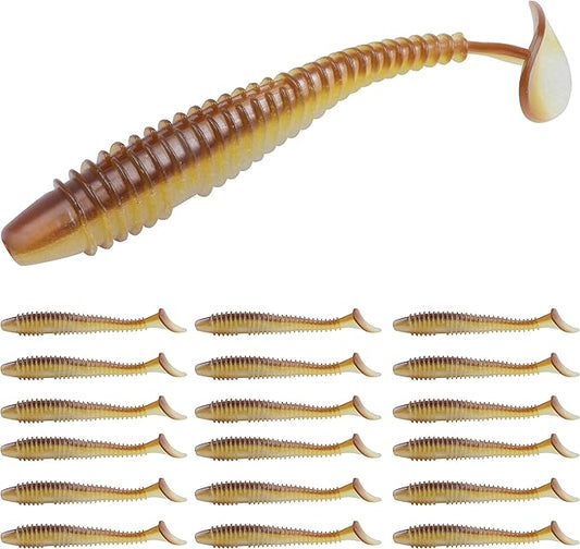 RUNCL Swimbaits Paddle 10/20/30/40PCS, 5/4/3/2 Inchs Paddle Tail, Soft Lure for Trout Crappie Bass, Durable Plastic Bait Swimmer for Saltwater/Freshwater, Fishing Lover's Gift