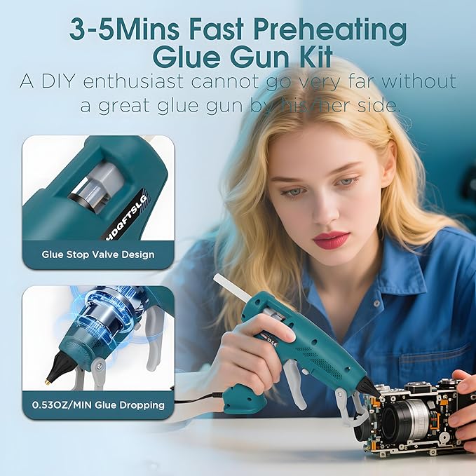 100W Full Size Hot Glue Gun, High Temp Glue Gun with 30 Glue Sticks(11 * 150MM), 90S Fast Heating Heavy Duty Industrial Hot Melt Gun for Crafting,Home Repairs,School DIY Projects