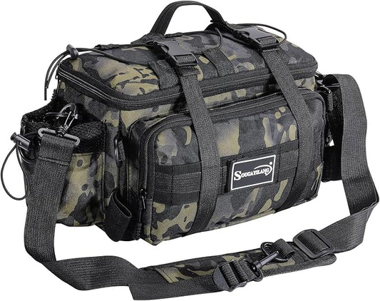 Sougayilang Fishing Tackle Bags - Fishing Tackle Storage Bags for Saltwater or Freshwater Fishing Gear - Padded Shoulder Strap - Tackle Box Bag Fishing Bag(Green)