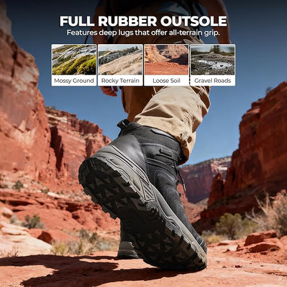 NORTIV 8 Men's Waterproof PRO Hiking Boots Outdoor Lightweight Non-Slip Arch Support Trekking Camping Ankle Boots Armadillo Update