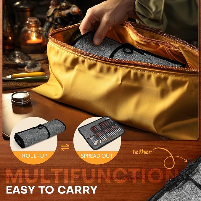 Golden Maple Miniature Paint Brushes Drybrush-18PCS Micro Detail Paint Brush Set, Small Fine Detail Model Brushes for Acrylics, Watercolors & Paint by Number, Figurine - Cocoa Brown