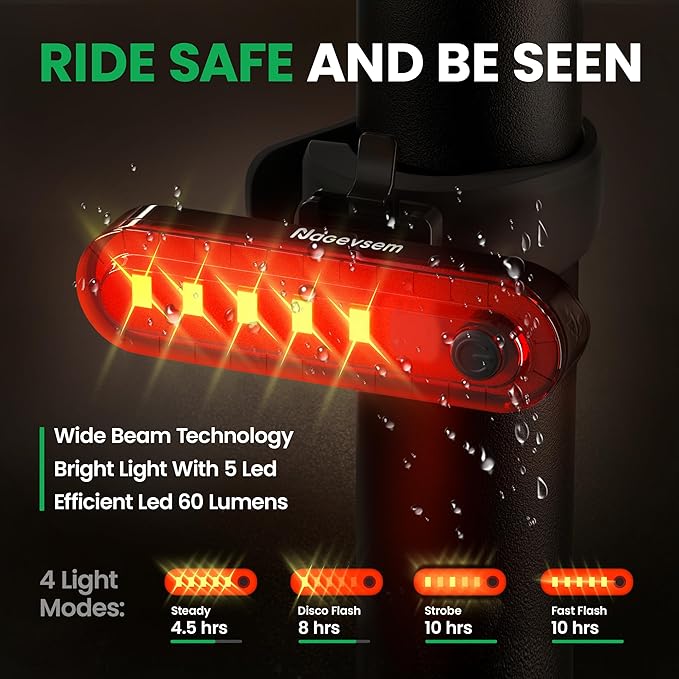 Bike Lights Set, LED Super Bright USB-C Rechargeable Headlight & Taillight, Waterproof Front & Rear Back Bicycle Light for Night Riding, Road & Mountain Cycling, Gift for Men & Women
