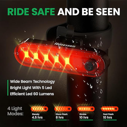 Bike Lights Set, LED Super Bright USB-C Rechargeable Headlight & Taillight, Waterproof Front & Rear Back Bicycle Light for Night Riding, Road & Mountain Cycling, Gift for Men & Women