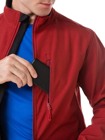 TRAILSIDE SUPPLY CO. Men's Softshell Jacket Fleece Lined Windbreaker,Lightweight Water Resistant Winter Coat