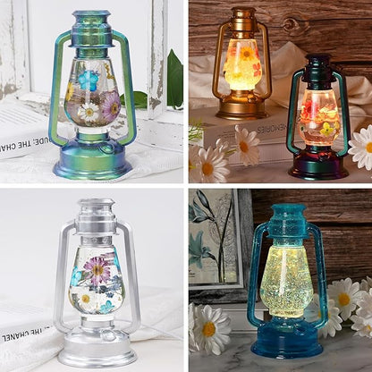 Actvty Oil Lamp Resin Molds Set, Hurricane Lamp Silicone Mold for Resin Casting, Epoxy Light Molds with 3pcs LED Lights DIY Retro Lantern Indoor Oil Lamps for Table Fireplace Home Decoration