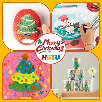 Acrylic Paint Markers Brush Tip 36 Colors, 300% More Ink marker 6.6g,Visible Ink Window,Free Flow, No-Bleed Waterproof Paint Pens for Canvas, Fabric, Rock, Wood, Egg, Paper,DIY Crafts