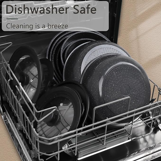 GiPP Ceramic Pots and Pans Set Non Stick, Nonstick Detachable Handle Cookware Sets, Healthy Non Toxic PFAS PFOA & PTFE Free, Dishwasher ＆Oven Safe, Induction Kitchen Pot and Pan, 15 Piece Grey