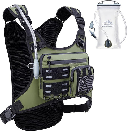 Hydration Backpack with 2L Water Bladder, USA Original Patent, Lightweight Adjustable Running Vest with Gear Holder, Reflective Running Chest Pack for Men Women for Marathon