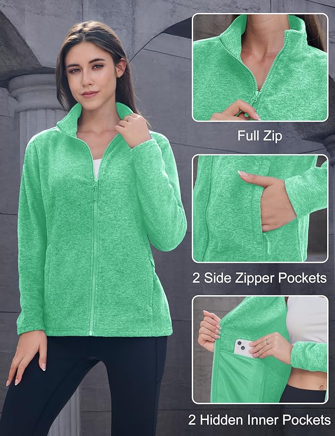 MAGCOMSEN Fleece Jacket Women Zip UP Lightweight Soft Polar Warm Winter Jackets for Women with Pockets Outdoor Hiking