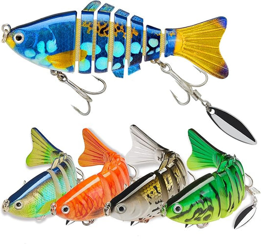 Fishing Lures with Spinner Baits Blades for Topwater, Swimbait for Trout and Bass Slow Sinking, 5pcs Fishing Hard Baits