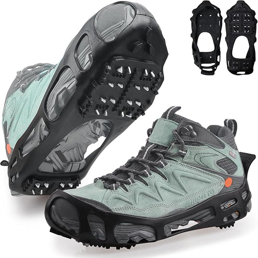 Ice Cleats Snow Traction Cleats Crampon for Walking on Snow and Ice Non-Slip Overshoe Rubber Anti Slip Crampons Slip-on Stretch Footwear