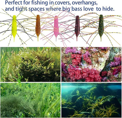 Eupheng Silicone Soft Dice Fishing Lures with Multiple Tentacles, Handmade Slow Sink Bass Fishing Soft Plastic Baits for Drop Shot, Finesse, Wacky Rig