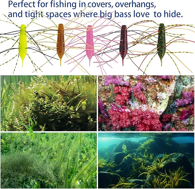 Eupheng Silicone Soft Dice Fishing Lures with Multiple Tentacles, Handmade Slow Sink Bass Fishing Soft Plastic Baits for Drop Shot, Finesse, Wacky Rig