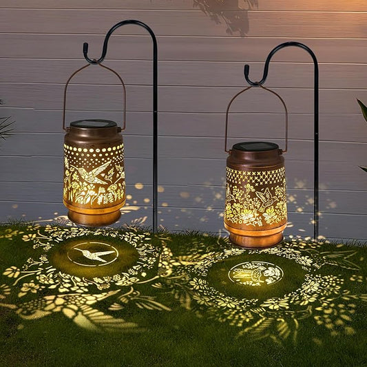 Hummingbird Solar Lantern - Outdoor Decorative solars Lantern for Garden, Backyard, and Porch - Waterproof Hanging Lanterns for Outside - Perfect Gifts for Women