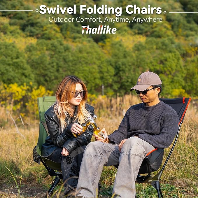 Upgraded 360° Swivel Camping Chair for Adults, Portable Folding Chair with Cup Holder, Lightweight Compact Backpack Outdoor Chair for Travel, Fishing, Hiking, and Beach