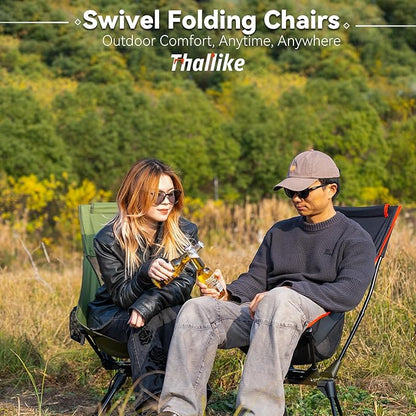 Upgraded 360° Swivel Camping Chair for Adults, Portable Folding Chair with Cup Holder, Lightweight Compact Backpack Outdoor Chair for Travel, Fishing, Hiking, and Beach