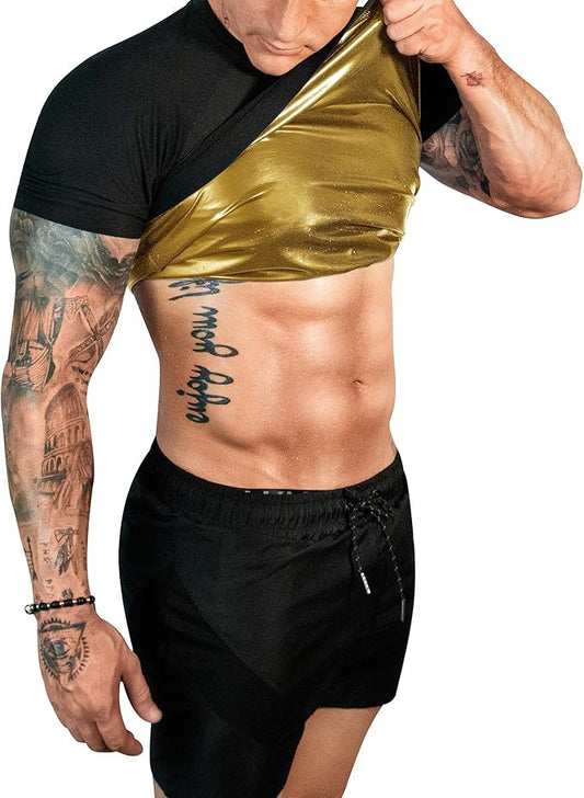 FUXERT Sauna Shirt for Men Sweat Sauna Suit for Gym Exercise Compression Shirt Workout Shapewear