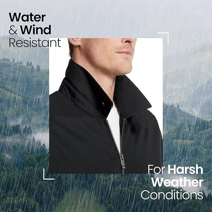 Weatherproof Men's Golf Jacket - Lightweight Windbreaker, Water-Resistant Microfiber Shell, Perfect for Golf & Casual Wear