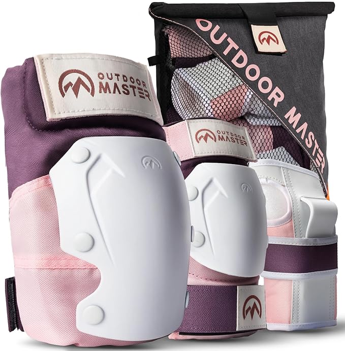 OutdoorMaster Knee Pads for Skating Knee and Elbow Pads for Adult &Youth - Skateboard Protective Gear with Wrist Guards 3 in 1 Saver Series for Skate