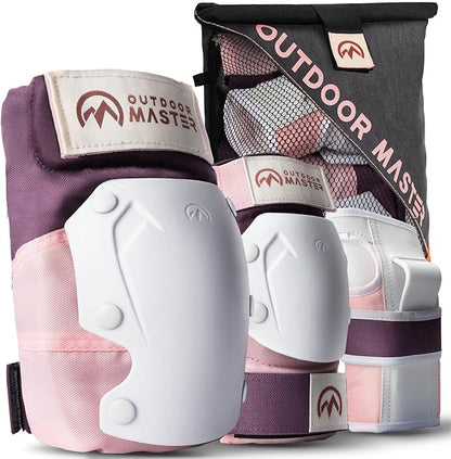 OutdoorMaster Knee Pads for Skating Knee and Elbow Pads for Adult &Youth - Skateboard Protective Gear with Wrist Guards 3 in 1 Saver Series for Skate