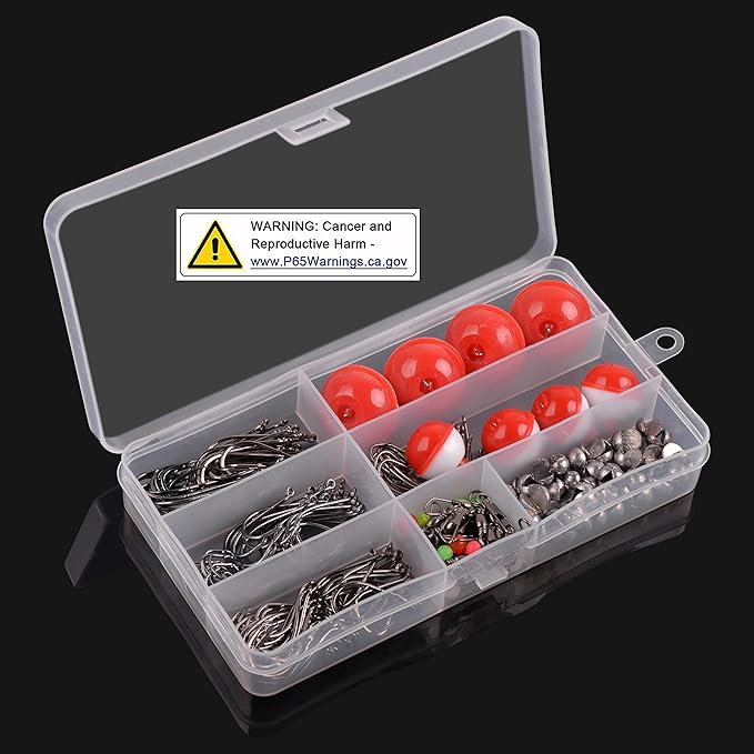 Fishing Hooks Bobbers Tackle Kit, 228pcs Freshwater Fishing Starter Kit Included Octopus Circle Hooks, Baitholder Hooks, Wide Gap Hooks, Bobbers, Sinker Weights for Bass Trout Panfish Catfish