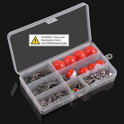 Fishing Hooks Bobbers Tackle Kit, 228pcs Freshwater Fishing Starter Kit Included Octopus Circle Hooks, Baitholder Hooks, Wide Gap Hooks, Bobbers, Sinker Weights for Bass Trout Panfish Catfish