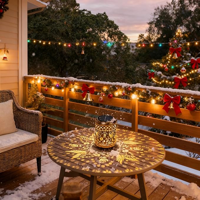 Solar Lanterns Hummingbird Christmas Garden Decor, 1 Pack Hanging Christmas Solar Lights Gifts for Mom Outdoor Waterproof Vintage Table Metal Lights for Yard, Patio, Lawn, Balcony, Pathway