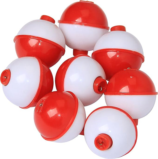Fishing Bobbers Set Snap Hard ABS on Red/White Fishing Floats Bobbers Push Button Round Buoy Floats Tackle Accessories Size: 0.5/0.75/1/1.25/1.5/2/2.5 Inch