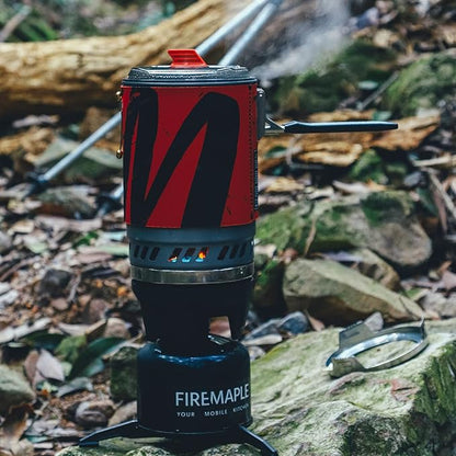 Fire Maple Polaris Cooking System | Portable Camping Backpacking Stove with Micro Regulated Valve | Electric Jet Burner Pot Set | Ideal Camp Water Boiler for Hiking Fishing Trekking Hunting (Black)