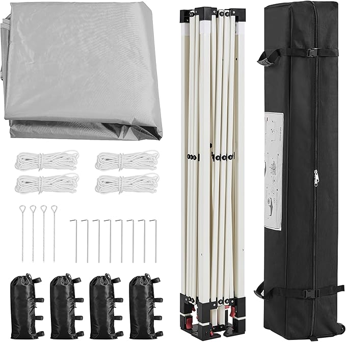 Yaheetech 10x10 Pop Up Canopy Tent with Vent, Easy Set Up Tent, Instant Sun Shelter Canopy with Wheeled Bag, 4 Sandbags, 12 Stakes & 4 Ropes, for Parties, Beach, Outdoor, Light Gray