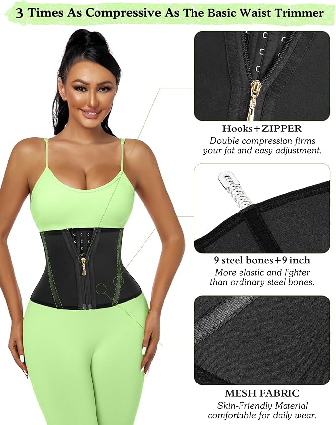Short Torso Waist Trainer for Women Lower Belly Fat, Workout Fajas Colombianas Waist Cincher Corset