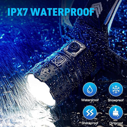 Sinvimes High Lumen LED Rechargeable Headlamp, 95H Long Battery Life Head Lamp with 5 Modes & IPX7 Waterproof & Zoomable, 120° Adjustable Head Light for Adults, Outdoor, Camping, Hardhat