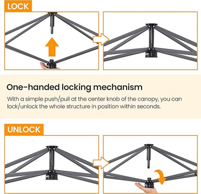 Yaheetech 10x17ft Pop Up Canopy with Awnings, Outdoor Canopy Tent, Heavy Duty Instant Beach Sun Shelter with Adjustable Dual Half Awnings & Wheeled Carry Bag, 4 Sandbags, One-Handed Set-up, Blue