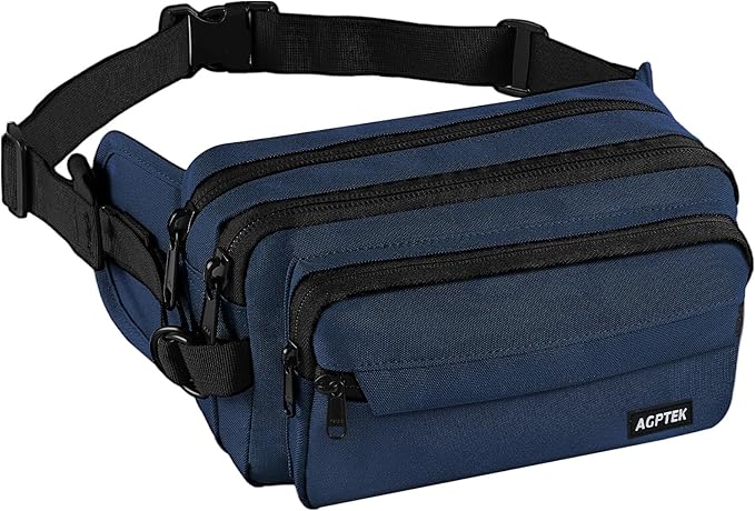 AGPTEK Fanny Pack for Women Men, RFID Large Capacity Waist Wallet Bag, Adjustable & Waterproof Bum Belt Pouch for Travel, Running, Shopping, Hiking, Dog Walking, Cycling, Climbing